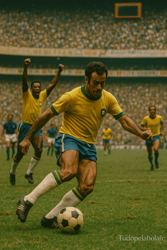 Carlos Alberto Torres finalizando a jogada coletiva do 4º gol.